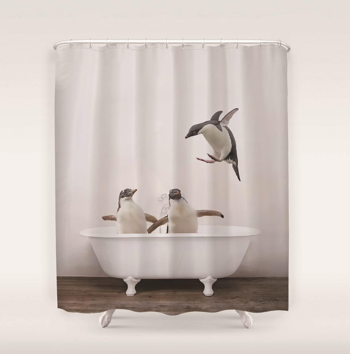 Penguin Animals In The Bathtub Print Shower Curtain For Home Hotels