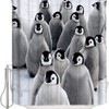 Penguin Baby and Cute Penguin Family in Winter Print Shower Curtain for Bathroom Decor