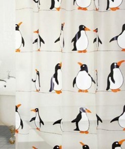 Penguin Blue Canyon Waterproof Shower Curtain, Decorative Bath Curtain