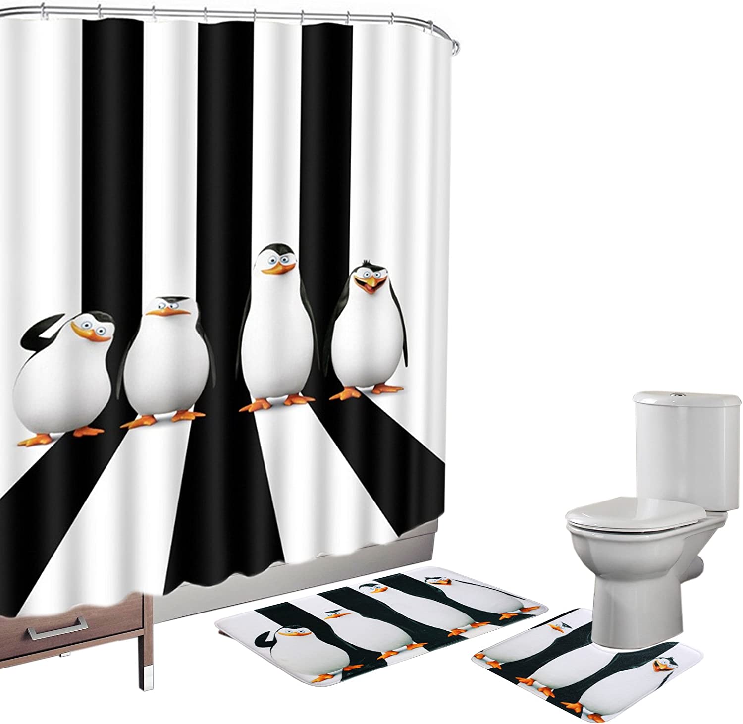 Penguin Cute Animals Pattern Shower Curtain - Perfect For Fun And Whimsical Bathroom Decorr
