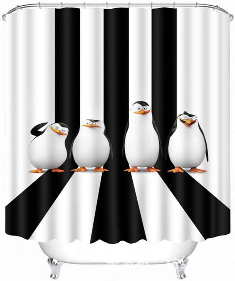 Penguin Cute Animals Pattern Shower Curtain - Perfect For Fun And Whimsical Bathroom Decorr - Image 2