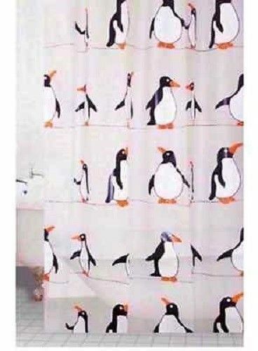 Penguin Design Waterproof Bathroom Shower Curtain with 12 Hooks