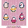 Penguin Sticker Set Shower Curtain For Funny Bathroom Decor