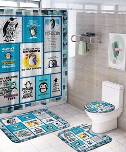 Penguin is My Spirit Animal Bathroom Set with 4 Items, Decorative Shower Curtain and Hooks
