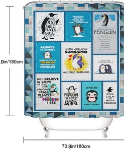 Penguin is My Spirit Animal Bathroom Set with 4 Items, Decorative Shower Curtain and Hooks