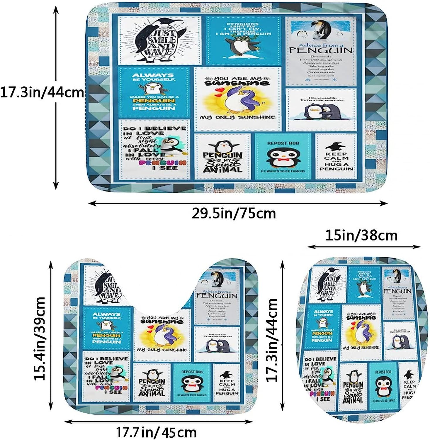 Penguin is My Spirit Animal Bathroom Set with 4 Items, Decorative Shower Curtain and Hooks
