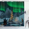 Penguins on Lake Print Shower Curtain for a Cute and Playful Bathroom Decor