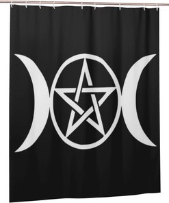 Pentacle Wicca Print Triple Moon Goddess Shower Curtain for Bathroom