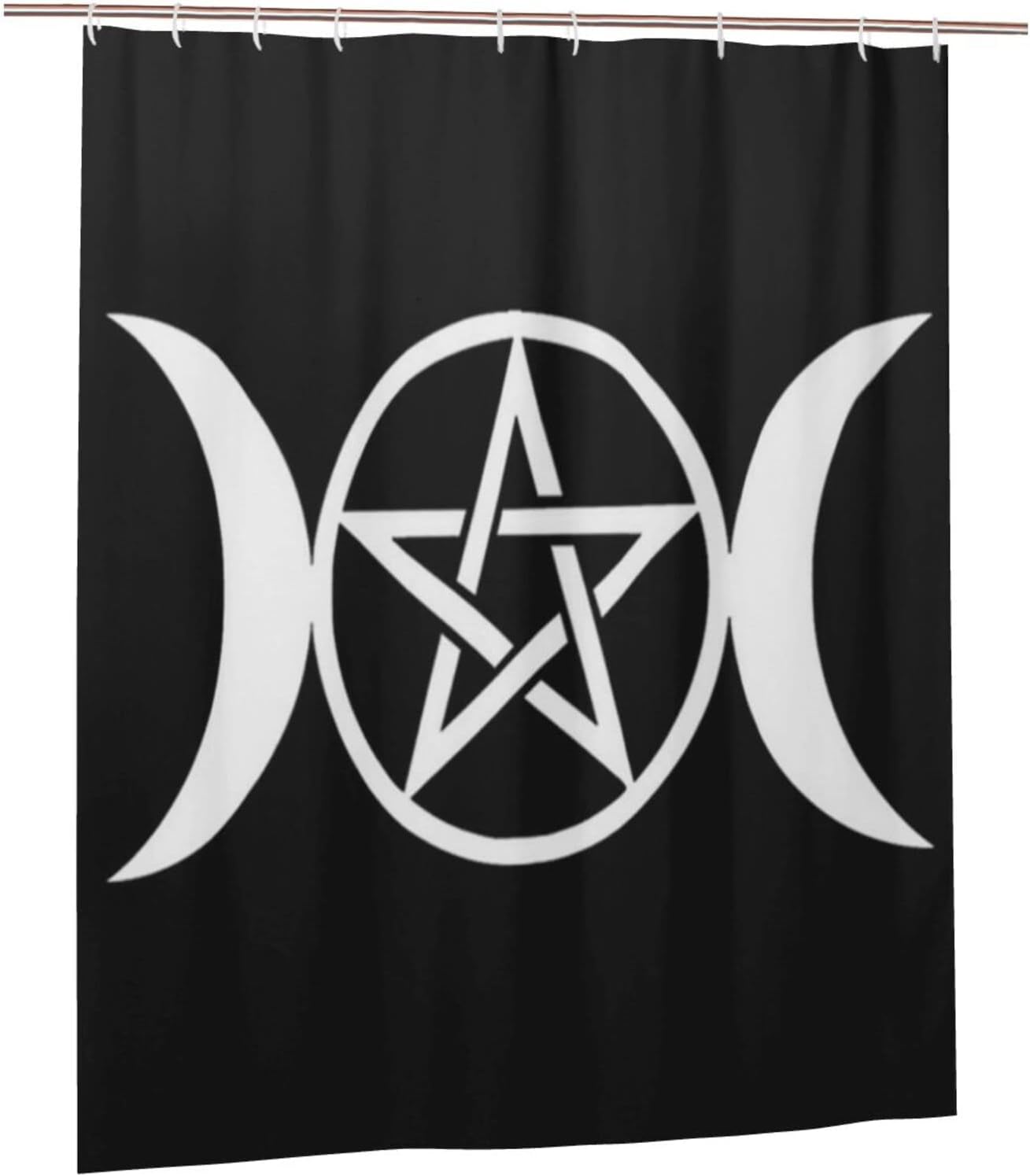 Pentacle Wicca Print Triple Moon Goddess Shower Curtain for Bathroom