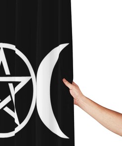 Pentacle Wicca Print Triple Moon Goddess Shower Curtain for Bathroom