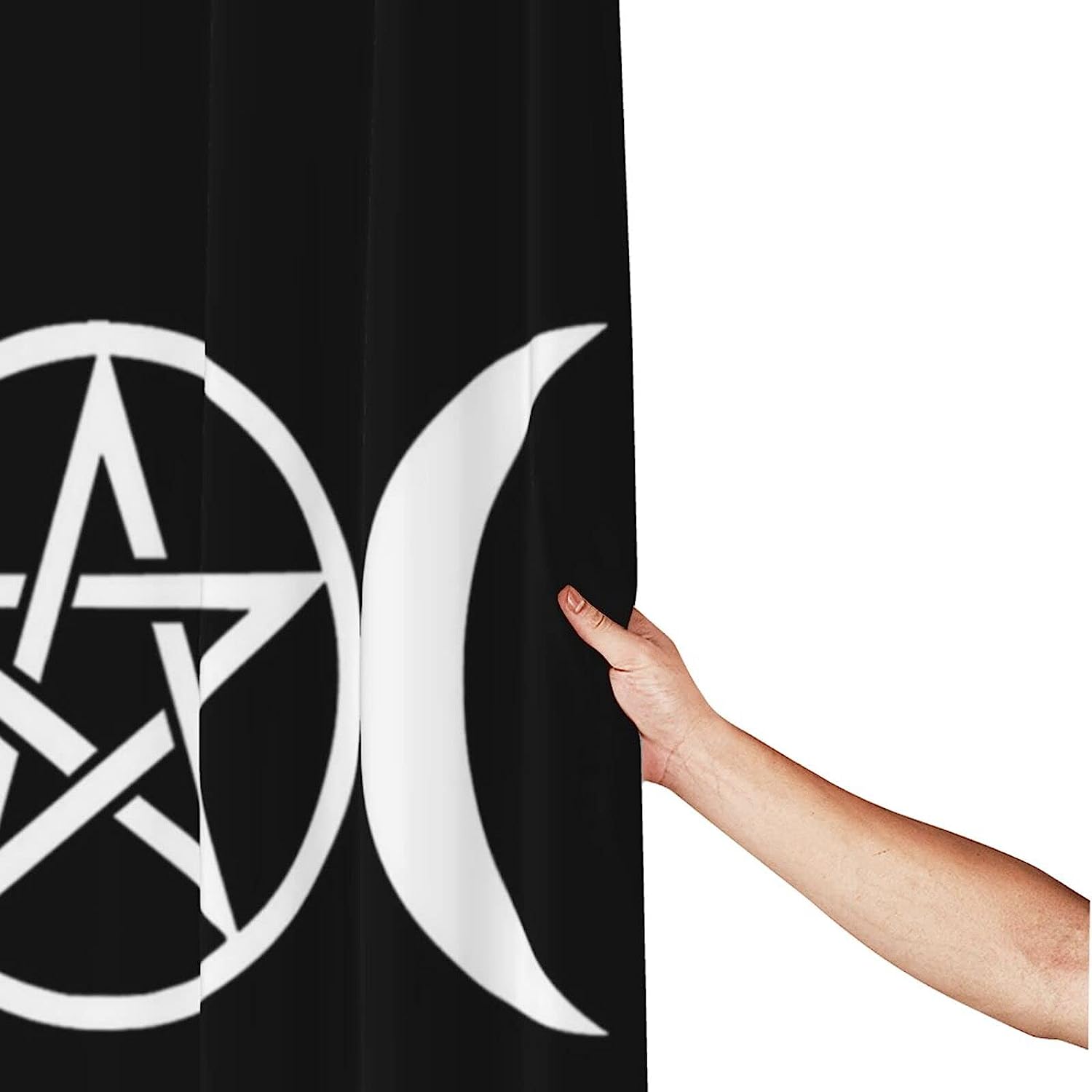 Pentacle Wicca Print Triple Moon Goddess Shower Curtain for Bathroom