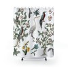 Peonies and Crane Oriental Victorian Print Shower Curtain, Classic Japanese Bathroom Decor