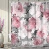 Peony Floral Pink Gray Shower Curtain - Waterproof and Durable Fabric with Beautiful and Modern Abstract Print