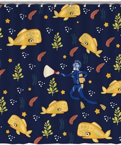 People Diving Whale Shower Curtain - Custom Durable Fabric