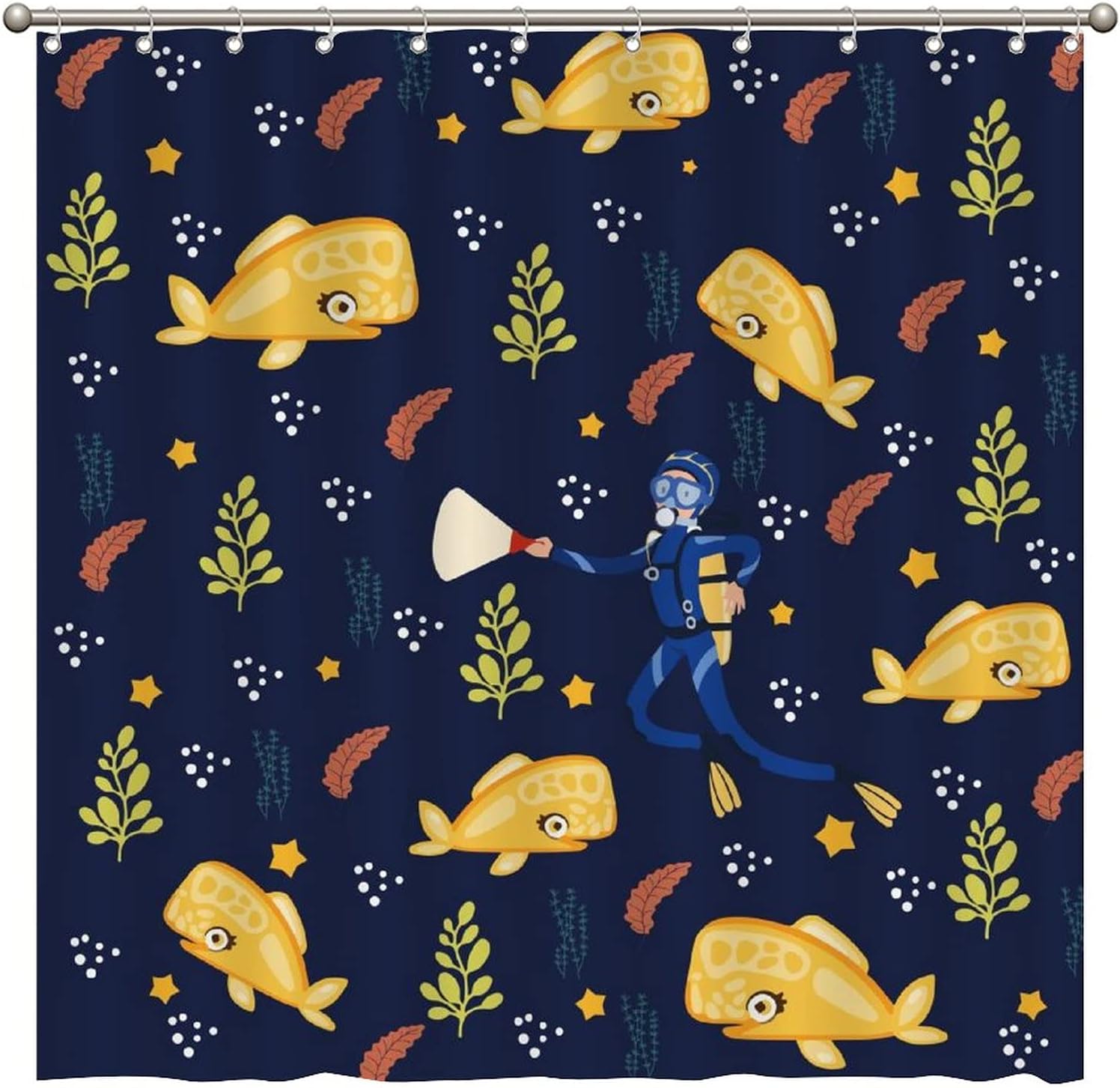People Diving Whale Shower Curtain - Custom Durable Fabric