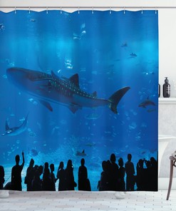 People and Park Aquarium Print Shower Curtain for the Bathroom