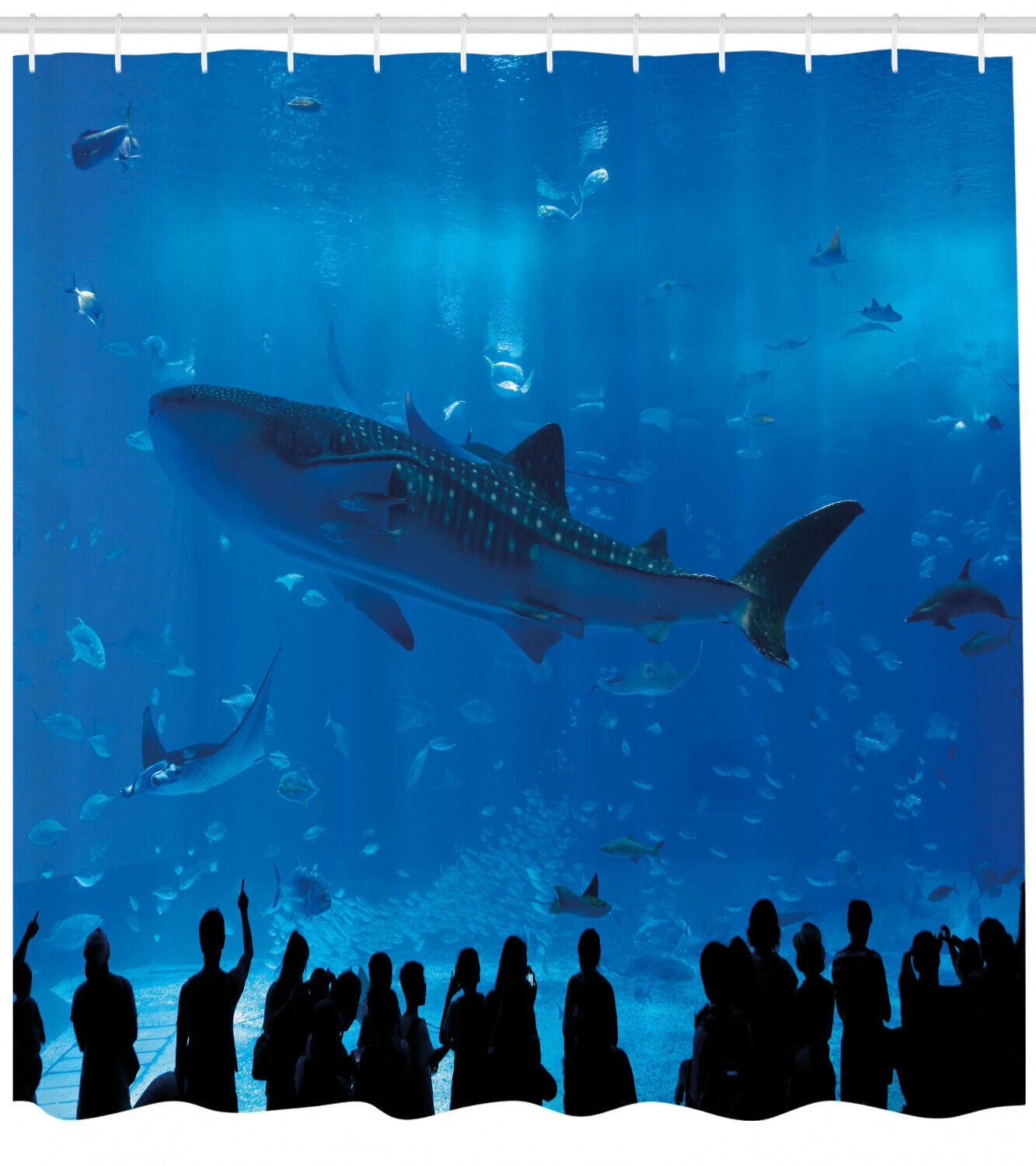 People and Park Aquarium Print Shower Curtain for the Bathroom