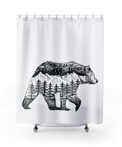Perfect White Wilderness Bear Theme Shower Curtain for Cabin and Nature Lovers, Stylish and Rustic