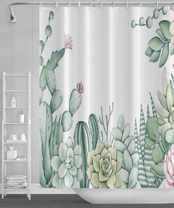 Personalize Your Bathroom Decor With This Custom Succulent Plant Floral Shower Curtain