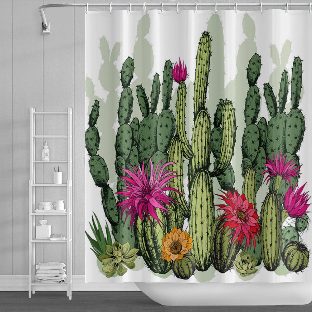 Personalize Your Bathroom Decor With This Custom Succulent Plant Floral Shower Curtain - Image 3