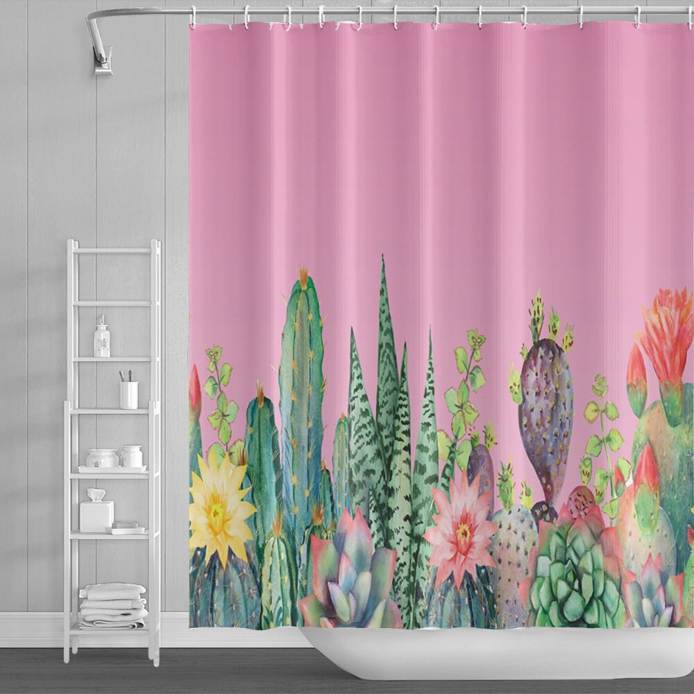 Personalize Your Bathroom Decor With This Custom Succulent Plant Floral Shower Curtain - Image 4