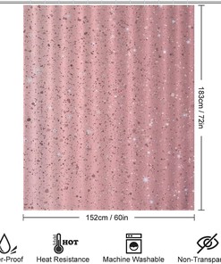 Personalize Your Bathroom with the Durable Bath Curtain Liner in Rose Gold Glitter