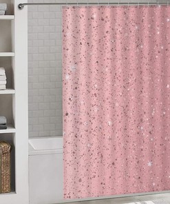 Personalize Your Bathroom with the Durable Bath Curtain Liner in Rose Gold Glitter