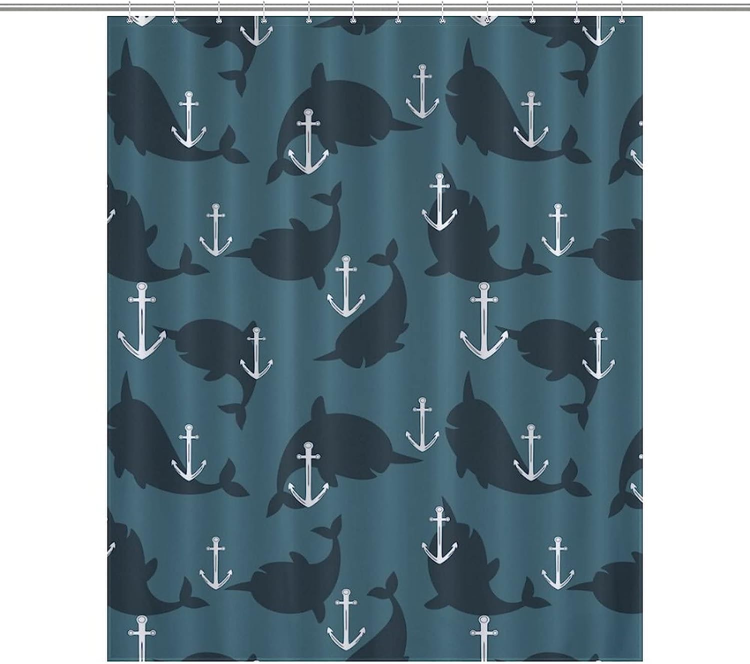 Personalized Anchor And Whales Durable Bath Curtain Liner Bathroom Shower Curtain Decor
