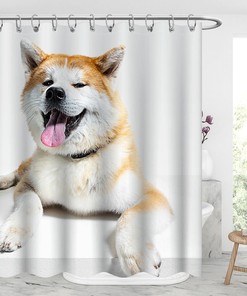 Personalized Animal Photo Shower Curtain, Custom Christmas Fabric Bathroom Decor