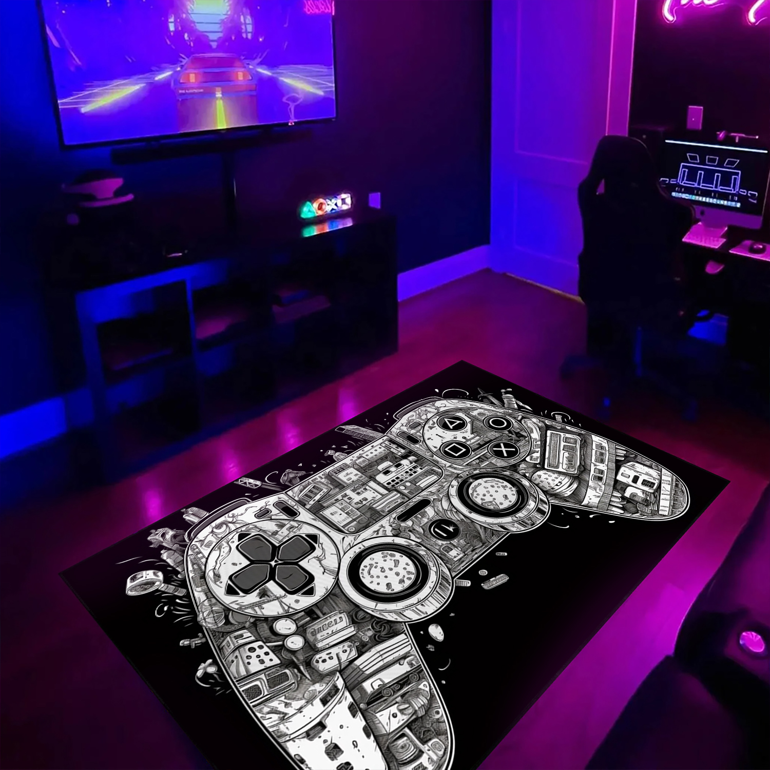 Personalized Area Rug for Kids Room with Game Controller Design - Perfect for Boys and Girls