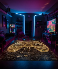 Personalized Area Rug for Teen Boys with Unique Vintage Game Room Design, Perfect for Game Room