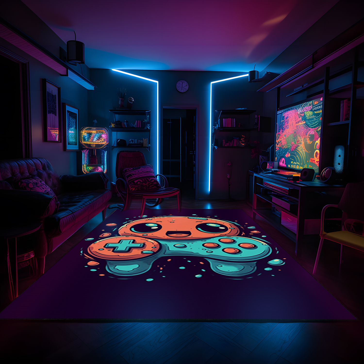 Personalized Area Rugs - Set the Tone for Your Gaming, Living Room, Bedroom Decor with Vintage Game Room Style