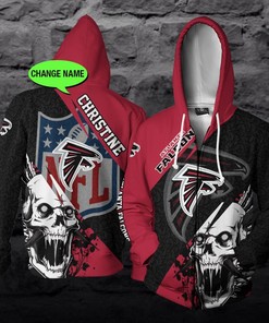 Personalized Atlanta Falcons Nfl Skull Custom Hoodie 3D All Over Print - Chase Your Dreams