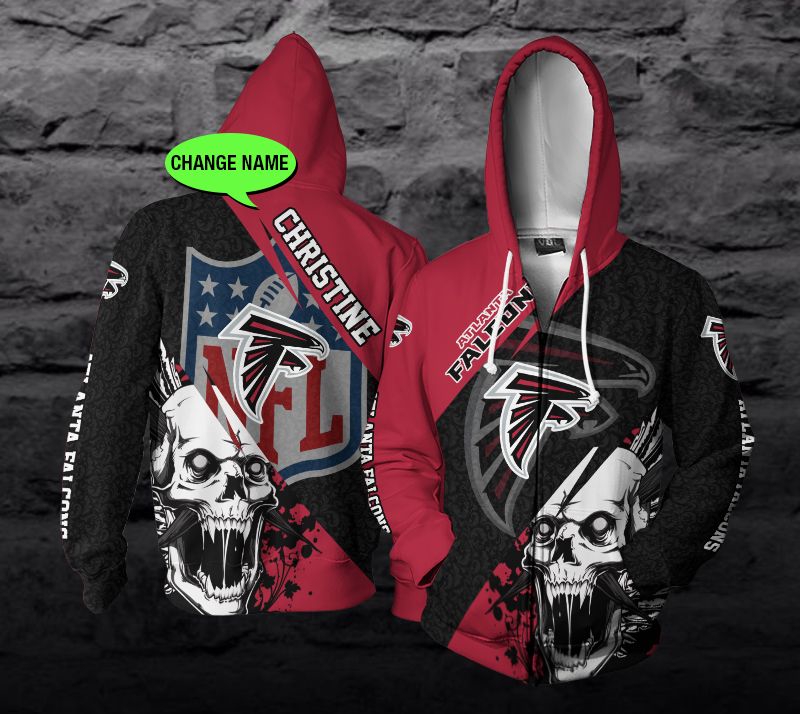 Personalized Atlanta Falcons Nfl Skull Custom Hoodie 3D All Over Print - Chase Your Dreams