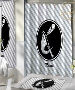 Personalized Baseball Shower Curtain- Fabric Sports Themed Bathroom Decor For Kids