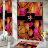 Personalized Basketball Shower Curtain, Pink And Orange Basketball Bathroom Mat - Cute Bathroom Decor