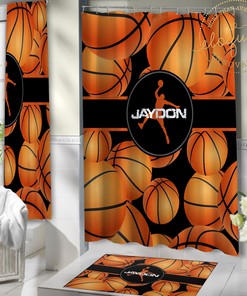 Personalized Basketball Shower Curtain With Name - Perfect For Kids' Bathroom #439