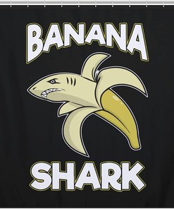 Personalized Bathroom Shower Curtain Featuring Banana Shark Print, Durable Liner For Your Bath