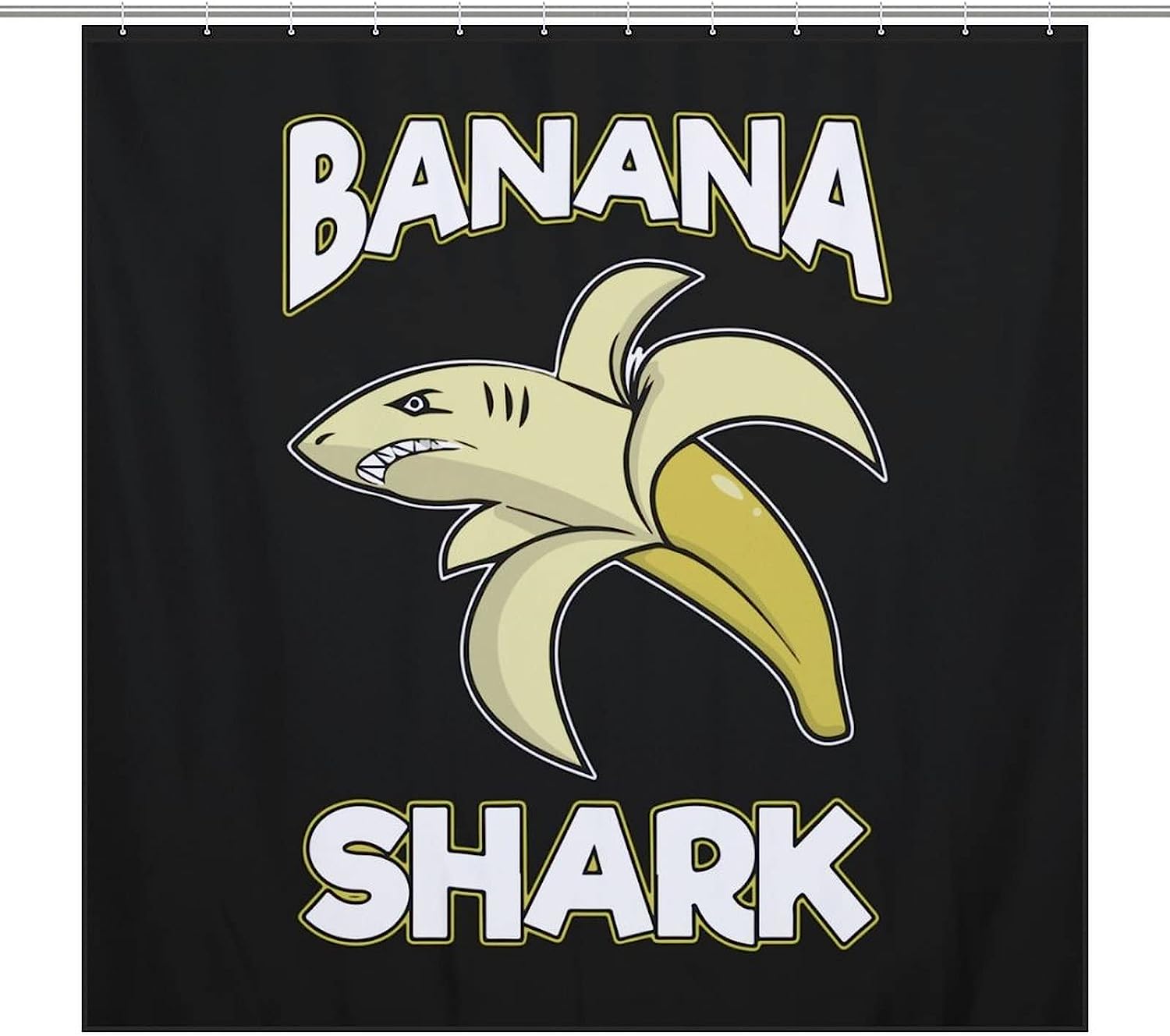 Personalized Bathroom Shower Curtain Featuring Banana Shark Print, Durable Liner For Your Bath