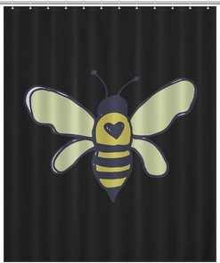 Personalized Bees Heart Shower Curtain Durable Bath Curtain