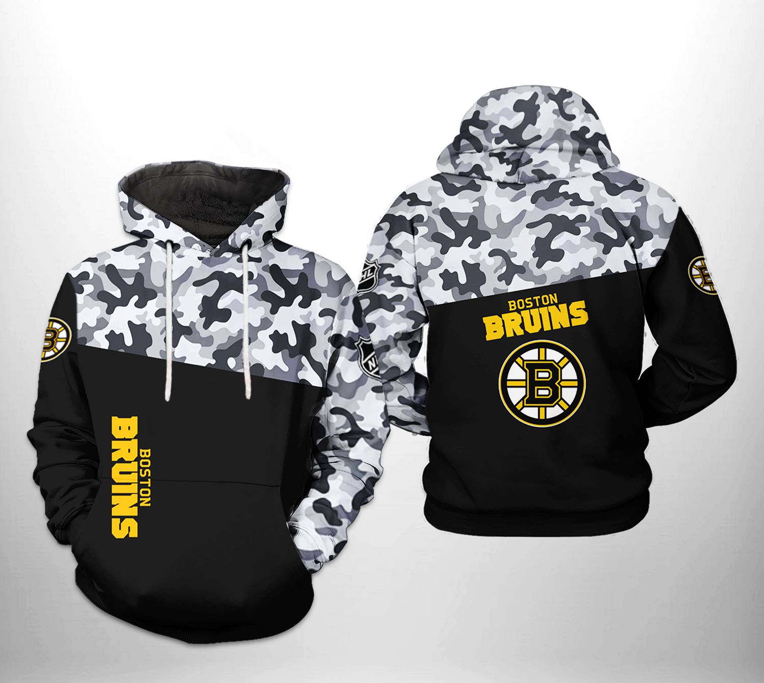 Personalized Boston Bruins Nhl Camo Veteran Unisex All Over Print 3D Zip Up Hoodie