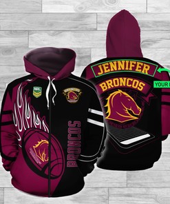 Personalized Brisbane Broncos Nrl 3D All Over Printed Hoodie With Custom Name