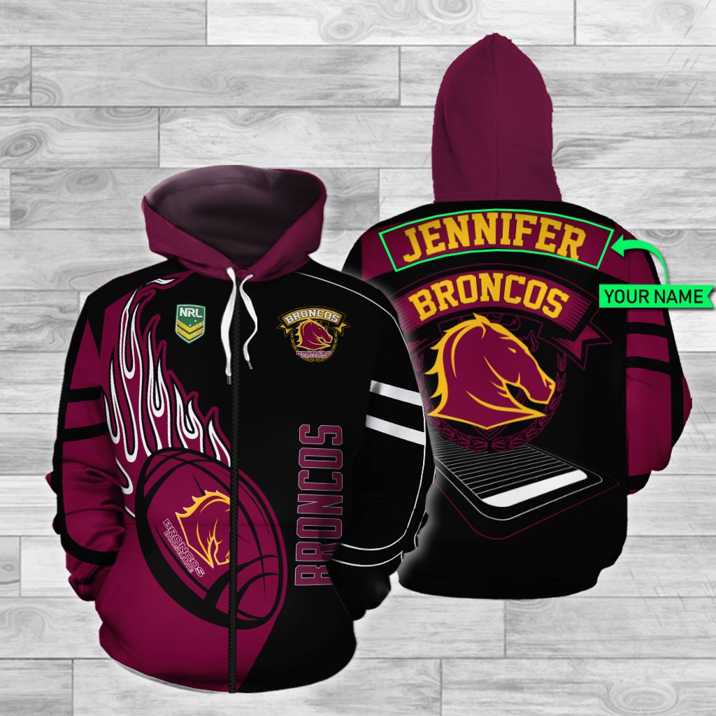 Personalized Brisbane Broncos Nrl 3D All Over Printed Hoodie With Custom Name