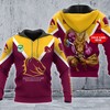 Personalized Brisbane Broncos Nrl Custom Name All Over Print Hoodie 3D Zip-Up Option