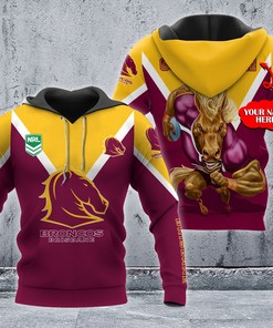 Personalized Brisbane Broncos Nrl Custom Name All Over Print Hoodie 3D Zip-Up Option