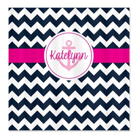 Personalized Chevron Anchor Shower Curtain For A Vibrant Look