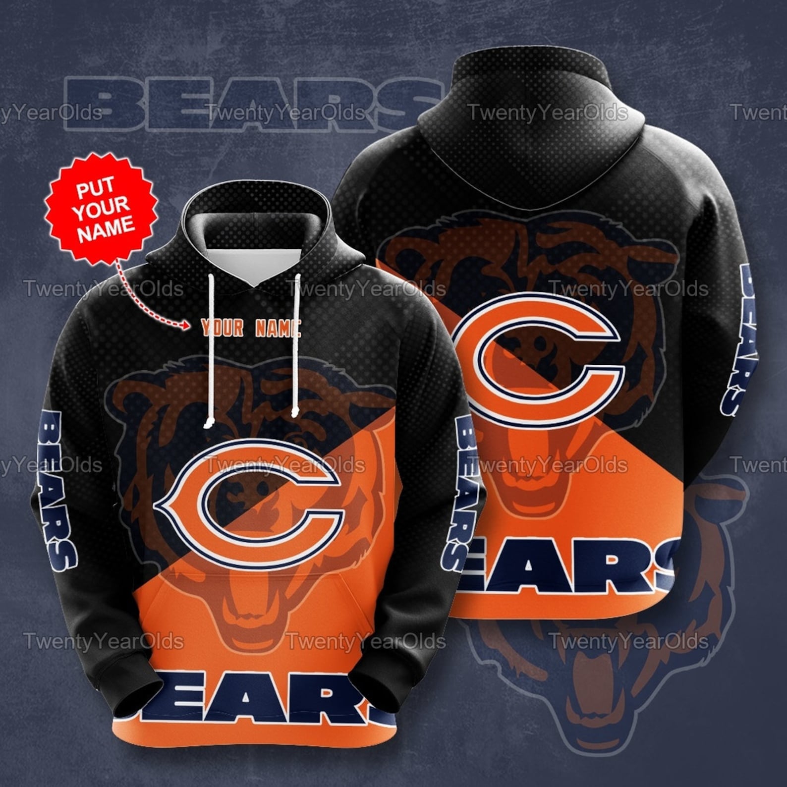 Personalized Chicago American Football Team Nfl Custom Name 3D All Over Print Zip Up Hoodie - Stand Out From The Crowd