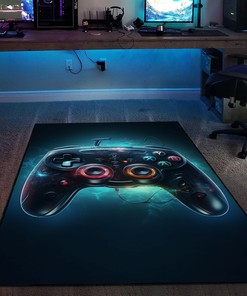 Personalized Controller Game Rug for Kids' or Game Room - Custom Design with Gift - Vintage Style Game Room Decor