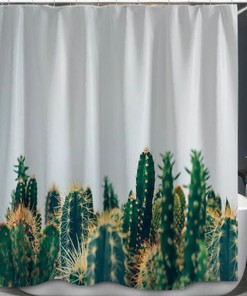 Personalized Custom Shower Curtain, Floral Cactus Bath Shower Curtain, Bathroom Decor, Succulent Plant