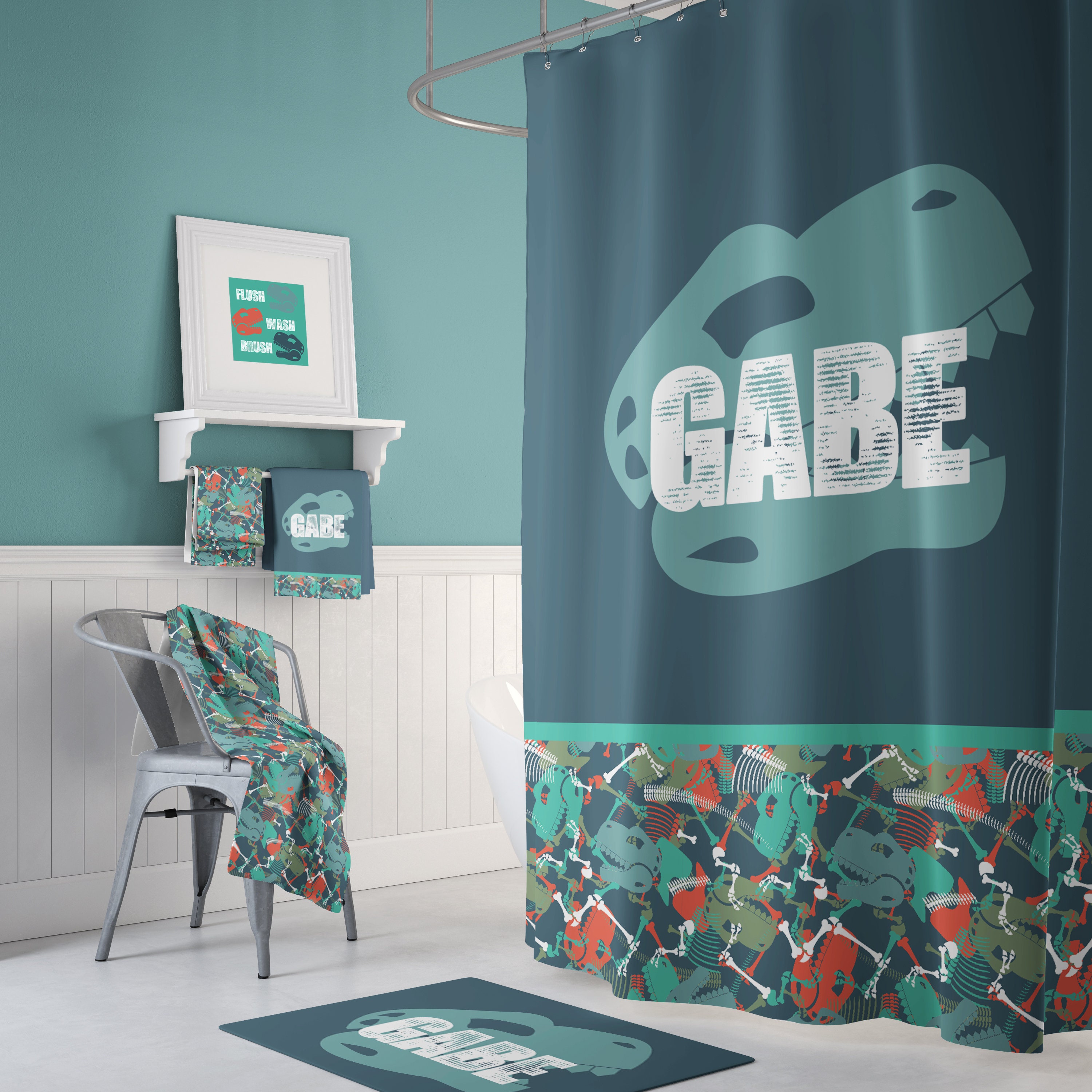 Personalized Dinosaur Room Decor Shower Curtain For A Unique And Customized Bathroom Decor